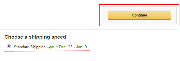Выбор способа доставки с Amazon