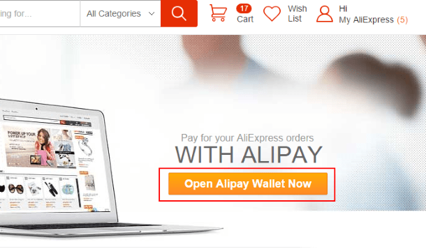 Открыть виртуальный кошелёк Alipay