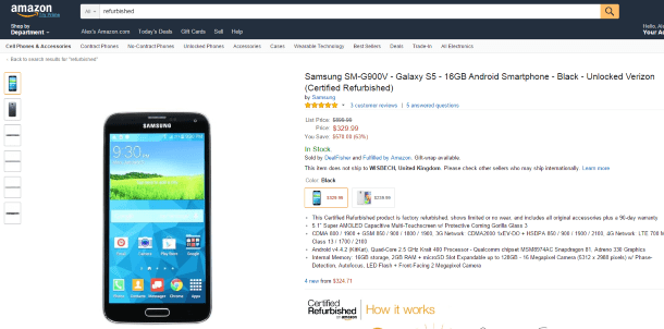 Refurbished-товары: покупать или нет - refurbished телефон Samsung на Amazon