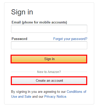 Авторизация на сайте Amazon для продолжения регистрации в программе Prime