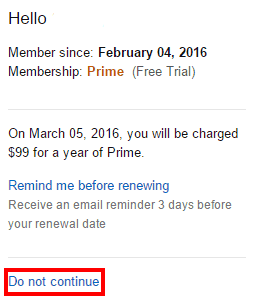 Ссылка на отмену подписки Amazon Prime