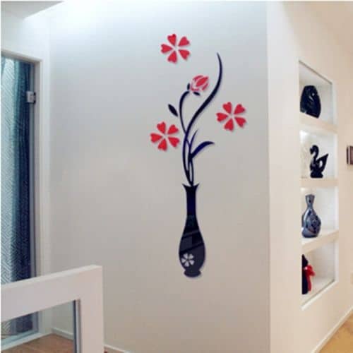 Акриловая наклейка на стену в виде вазы с цветами