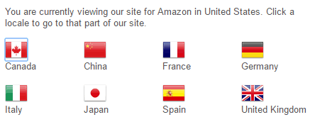 Переключение между филиалами Amazon